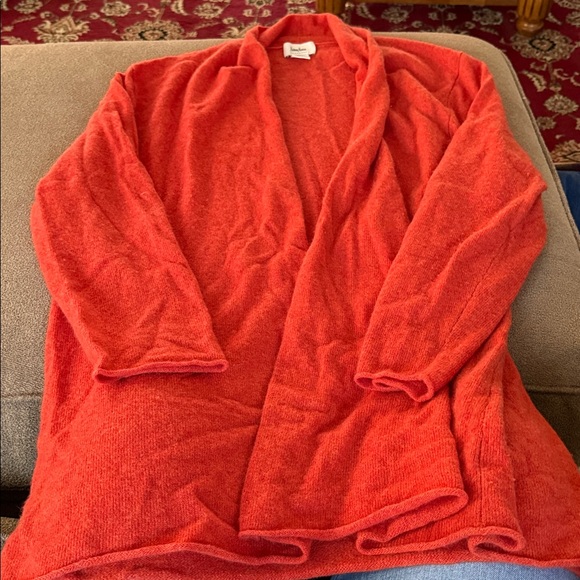 Neiman Marcus 100% Cashmere Duster Cardigan Bright Orange 2X (TD) - Picture 1 of 3